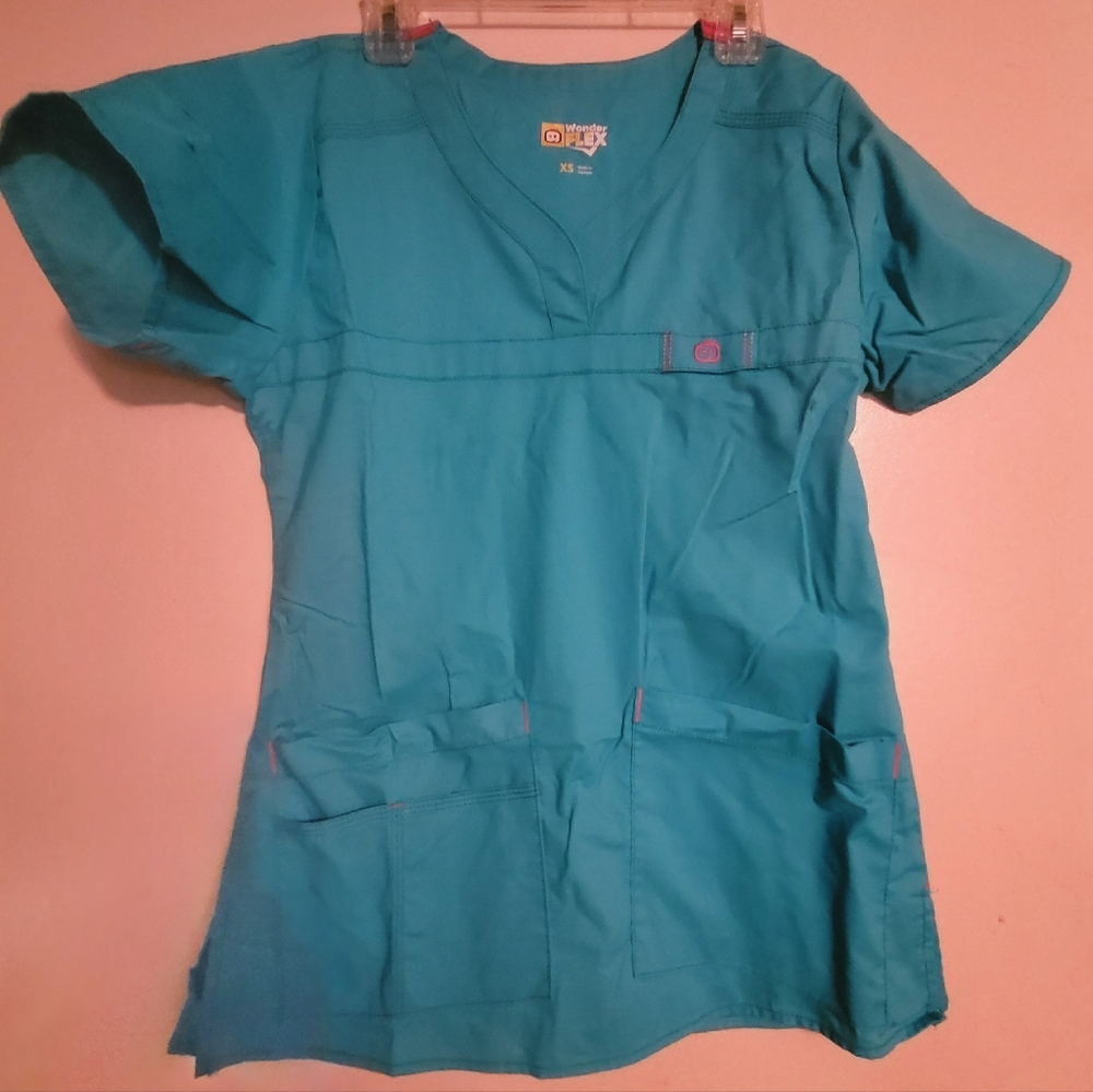 WonderWink Teal and Pink Scrub Set XS XSP